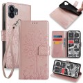For Nothing Phone 2 Tree & Deer Embossed Leather Phone Case(Rose Gold)