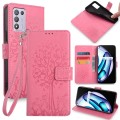 For OPPO K9S Tree & Deer Embossed Leather Phone Case(Pink)