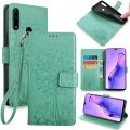 For OPPO A8 / A31 2020 Tree & Deer Embossed Leather Phone Case(Green)