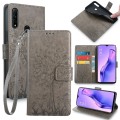 For OPPO A8 / A31 2020 Tree & Deer Embossed Leather Phone Case(Grey)