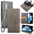 For Realme Q3S Tree & Deer Embossed Leather Phone Case(Grey)