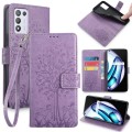 For Realme Q3S Tree & Deer Embossed Leather Phone Case(Purple)