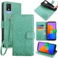 For TCL 403 Tree & Deer Embossed Leather Phone Case(Green)