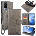 For vivo X60 Tree & Deer Embossed Leather Phone Case(Grey)