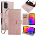For Alcatel 1B 2022 Tree & Deer Embossed Leather Phone Case(Rose Gold)