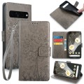 For Google Pixel 7 Pro Tree & Deer Embossed Leather Phone Case(Grey)