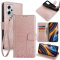 For Xiaomi  Redmi Note 11T Pro 5G Tree & Deer Embossed Leather Phone Case(Rose Gold)