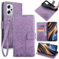 For Xiaomi  Redmi Note 11T Pro 5G Tree & Deer Embossed Leather Phone Case(Purple)