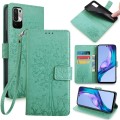 For Xiaomi  Redmi Note 10 Japan Tree & Deer Embossed Leather Phone Case(Green)