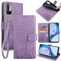 For Xiaomi  Redmi Note 10 Japan Tree & Deer Embossed Leather Phone Case(Purple)