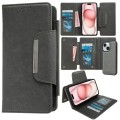 For iPhone 15 Plus Multifunctional 7-Card Wallet Leather Phone Case(Grey)