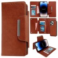 For iPhone 14 Pro Multifunctional 7-Card Wallet Leather Phone Case(Brown)