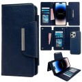 For iPhone 14 Pro Max Multifunctional 7-Card Wallet Leather Phone Case(Royal Blue)