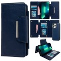 For iPhone 13 Pro Max Multifunctional 7-Card Wallet Leather Phone Case(Royal Blue)