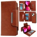 For iPhone 13 Multifunctional 7-Card Wallet Leather Phone Case(Brown)