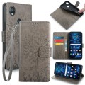For Kyocera Digno SX3-KYG02 Tree & Deer Embossed Leather Phone Case(Grey)