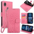 For Kyocera Digno SX3-KYG02 Tree & Deer Embossed Leather Phone Case(Pink)