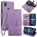 For Kyocera Digno SX3-KYG02 Tree & Deer Embossed Leather Phone Case(Purple)