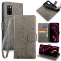 For Rakuten Big S Tree & Deer Embossed Leather Phone Case(Grey)