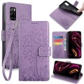 For Rakuten Big S Tree & Deer Embossed Leather Phone Case(Purple)