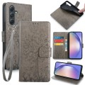 For Samsung Galaxy A54 5G Tree & Deer Embossed Leather Phone Case(Grey)