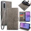 For Sony Xperia 10 V Tree & Deer Embossed Leather Phone Case(Grey)