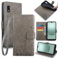 For Sharp Aqous Wish 3 Tree & Deer Embossed Leather Phone Case(Grey)
