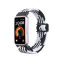 For Huawei Band 9 / 8 Magnetic Buckle Nylon Braid Watch Band(Black White)