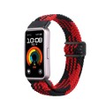 For Huawei Band 9 / 8 Magnetic Buckle Nylon Braid Watch Band(Red Black)