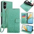For ZTE Axon 40 Lite 4G Tree & Deer Embossed Leather Phone Case(Green)