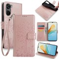 For ZTE Axon 40 Lite 4G Tree & Deer Embossed Leather Phone Case(Rose Gold)
