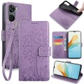 For ZTE Axon 40 Lite 4G Tree & Deer Embossed Leather Phone Case(Purple)