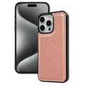For iPhone 15 Pro Max Cowhide Texture Back Cover Phone Case(Rose Gold)