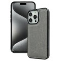 For iPhone 15 Pro Cowhide Texture Back Cover Phone Case(Grey)