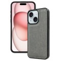 For iPhone 15 Plus Cowhide Texture Back Cover Phone Case(Grey)