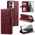 For Xiaomi Redmi 13C 4G/5G Simple 6-Card Wallet Leather Phone Case(Wine Red)