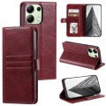 For Xiaomi Redmi Note 13 4G Simple 6-Card Wallet Leather Phone Case(Wine Red)