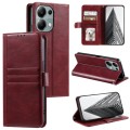 For Xiaomi Redmi Note 13 Pro 4G Simple 6-Card Wallet Leather Phone Case(Wine Red)