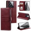 For Xiaomi 14 Pro Simple 6-Card Wallet Leather Phone Case(Wine Red)