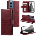 For Motorola Moto G Play 2024 Simple 6-Card Wallet Leather Phone Case(Wine Red)