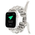 For Apple Watch Series 5 44mm Screw Nut Braided Paracord Watch Band(White)