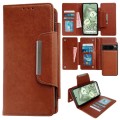 For Google Pixel 9 Pro Multifunctional 7-Card Wallet Leather Phone Case(Brown)