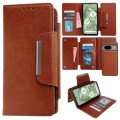 For Google Pixel 8a Multifunctional 7-Card Wallet Leather Phone Case(Brown)