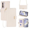 For Samsung Galaxy S21 FE 5G Crossbody Chain Leather Phone Case(White)