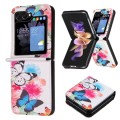 For Samsung Galaxy Z Flip5 Colored Drawing Pattern PU + PC Shockproof Phone Case(Two Butterflies)