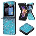 For Samsung Galaxy Z Flip5 Colored Drawing Pattern PU + PC Shockproof Phone Case(Plum Blossom)