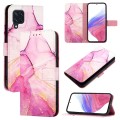 For Samsung Galaxy M32 4G Global / M22 PT003 Marble Pattern Flip Leather Phone Case(Pink Purple Gold