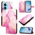 For Realme Narzo 50 5G / Realme V23 PT003 Marble Pattern Flip Leather Phone Case(Pink Purple Gold)