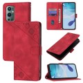 For OnePlus 9 Pro Skin-feel Embossed Leather Phone Case(Red)