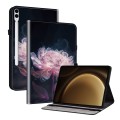 For Samsung Galaxy Tab S9+ / S9 FE+ Crystal Texture Painted Leather Tablet Case(Purple Peony)